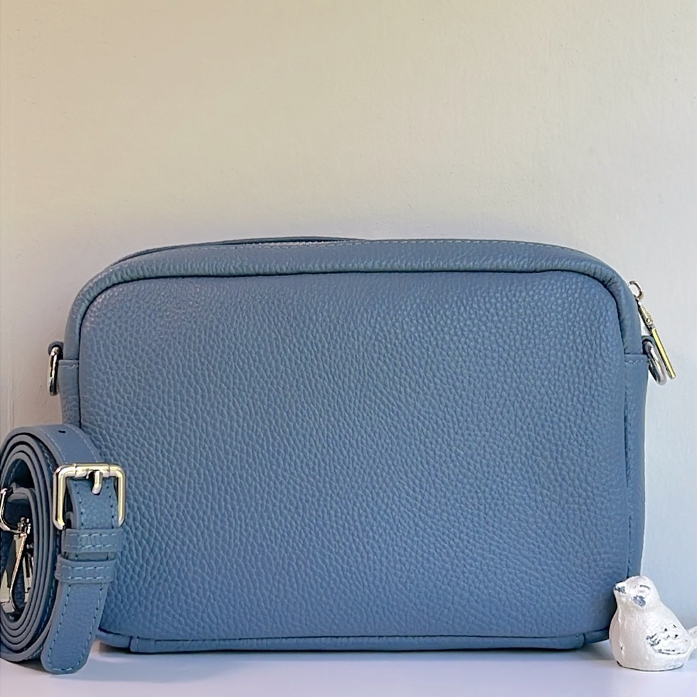 befen RFID Genuine Leather Crossbody Bag In Blue - Picture 2 of 14